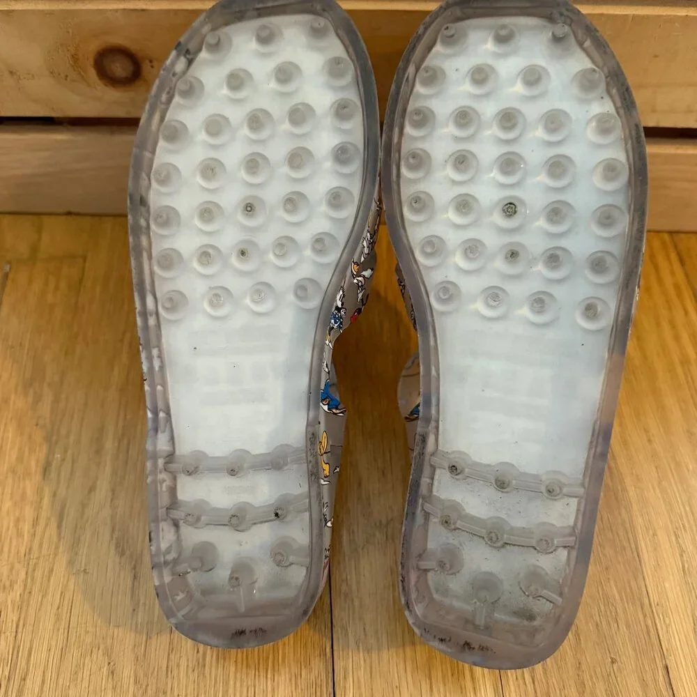 Disney x Mini Melissa Size 2 Gray Mickey & Friends Roman Fisherman Jelly Sandals